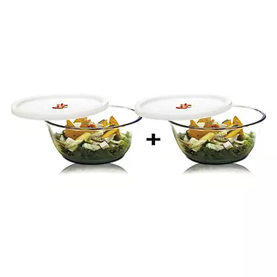 "Signora Ware Borosilicate Glass Mixing Bowl Combo with Lid (1000+1000 ML) - Heat-Resistant & Practical" "Signora Ware Borosilicate Glass Mixing Bowl Combo with Lid (1000+1000 ML) - Heat-Resistant & Practical"