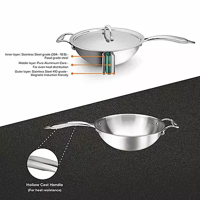 Signora Ware Artista Tri- Play Wok Pan With Lid 2800 ML (24 CM) Signora Ware Artista Tri- Play Wok Pan With Lid 2800 ML (24 CM)