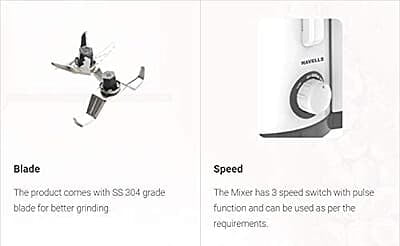Havells Stainless Steel Endura Cresta Juicer Mixer Grinder, 500W, 4 Jar Havells Stainless Steel Endura Cresta Juicer Mixer Grinder, 500W, 4 Jar
