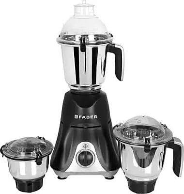 Faber Hilux 550W Blender Mixer Grinder, 3 SS clip lock jars & blades copper motor, up to 18000 rpm speed Faber Hilux 550W Blender Mixer Grinder, 3 SS clip lock jars & blades copper motor, up to 18000 rpm speed