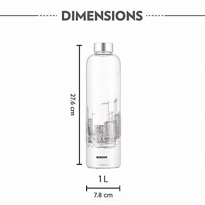 Borosil Artisan Series Roma 1000 ml Narrow Mouth Glass Bottle with Metal Lid | 100% Borosilicate, Fridge Safe, Leakproof, Easy to Carry | Store Water, Lassi, Juice, Smoothies | Dishwasher Safe Borosil Artisan Series Roma 1000 ml Narrow Mouth Glass Bottle with Metal Lid | 100% Borosilicate, Fridge Safe, Leakproof, Easy to Carry | Store Water, Lassi, Juice, Smoothies | Dishwasher Safe
