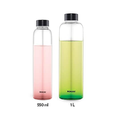 Borosil Crysto Slim Glass Water Bottle, Water Bottle for Fridge, Borosilicate Glass, Extreme Temperature Resistant, For Hot & Cold Water, Milk, Lassi, Juice, Black Lid, 550 ml, Stylish & Transparent Borosil Crysto Slim Glass Water Bottle, Water Bottle for Fridge, Borosilicate Glass, Extreme Temperature Resistant, For Hot & Cold Water, Milk, Lassi, Juice, Black Lid, 550 ml, Stylish & Transparent