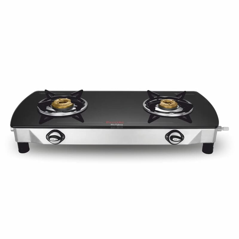 Preethi Bluflame Streak Plus Glass Top 2 Burner Gas Stove, with Jumbo Burner, Manual Ignition Preethi Bluflame Streak Plus Glass Top 2 Burner Gas Stove, with Jumbo Burner, Manual Ignition