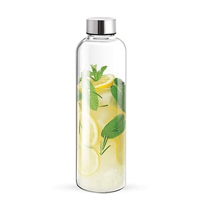 Treo by Milton Clarion Borosilicate Glass Fridge Water Bottle with Leak-Proof Airtight Stainless Steel Lid, 760 ml