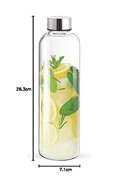 Treo by Milton Clarion Borosilicate Glass Fridge Water Bottle with Leak-Proof Airtight Stainless Steel Lid, 760 ml Treo by Milton Clarion Borosilicate Glass Fridge Water Bottle with Leak-Proof Airtight Stainless Steel Lid, 760 ml
