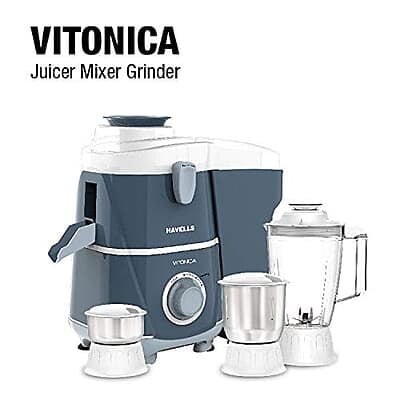 Havells Vitonica 500W Juicer Mixer Grinder with 3 Stainless Steel Jar, Large Size Pulp Container Havells Vitonica 500W Juicer Mixer Grinder with 3 Stainless Steel Jar, Large Size Pulp Container