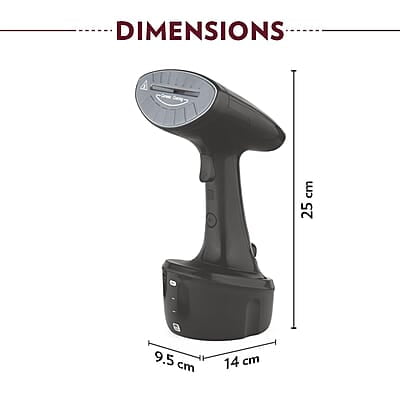 Borosil Handheld Digital Garment Steamer, Horizontal & Vertical Use, 1600W Fast Heating, Steam Nozzle, 200 ml Water Tank, Detachable Fabric Brush, Lint Brush, for Silk, Nylon, Rayon, Wool, Cotton