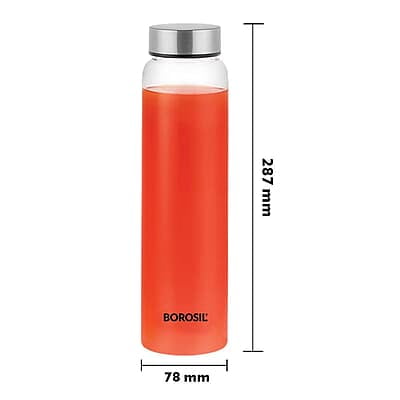Borosil Crysto Glass Water Bottle, Water Bottle for Fridge, Wide Mouth, Silver Lid, Extreme Temperature Resistant, For Hot & Cold Water, Milk, Lassi, Juice, SS Lid, 1 L, Stylish & Transparent Borosil Crysto Glass Water Bottle, Water Bottle for Fridge, Wide Mouth, Silver Lid, Extreme Temperature Resistant, For Hot & Cold Water, Milk, Lassi, Juice, SS Lid, 1 L, Stylish & Transparent