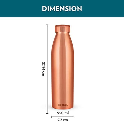Borosil PRO Copper Water Bottle, 100% Copper, Leak-proof, For Everyday Use, 950 ml Borosil PRO Copper Water Bottle, 100% Copper, Leak-proof, For Everyday Use, 950 ml
