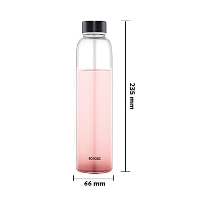 Borosil Crysto Slim Glass Water Bottle, Water Bottle for Fridge, Borosilicate Glass, Extreme Temperature Resistant, For Hot & Cold Water, Milk, Lassi, Juice, Black Lid, 550 ml, Stylish & Transparent Borosil Crysto Slim Glass Water Bottle, Water Bottle for Fridge, Borosilicate Glass, Extreme Temperature Resistant, For Hot & Cold Water, Milk, Lassi, Juice, Black Lid, 550 ml, Stylish & Transparent
