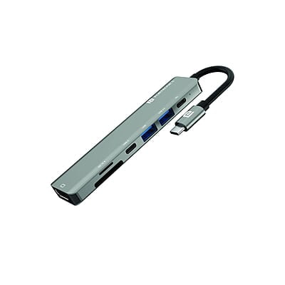 Portronics Mport 52 USB C Hub (7-in-1), Multiport Adapter with 4K HDMI, 60 W PD Charging, USB 3.0/2.0 & USB Type-C Data Ports at up to 10 Gbps, microSD & SD Card Reader for Laptops
