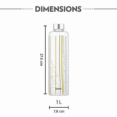 Borosil Artisan Series Sintra 1000ml Narrow Mouth Glass Bottle with Metal Lid | 100% Borosilicate, Fridge Safe, Leakproof, Easy to Carry | Store Water, Lassi, Juice, Smoothies | Dishwasher Safe Borosil Artisan Series Sintra 1000ml Narrow Mouth Glass Bottle with Metal Lid | 100% Borosilicate, Fridge Safe, Leakproof, Easy to Carry | Store Water, Lassi, Juice, Smoothies | Dishwasher Safe