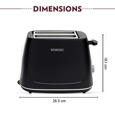 Borosil Krispy Pop-up Toaster, Black, 2-Slice Toaster, 7 Browning Settings, Removable Crumb Tray, 750 W Borosil Krispy Pop-up Toaster, Black, 2-Slice Toaster, 7 Browning Settings, Removable Crumb Tray, 750 W