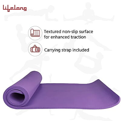 Lifelong Foam 13mm Extra Thick Yoga and Exercise Mat with Carrying Strap, Medium