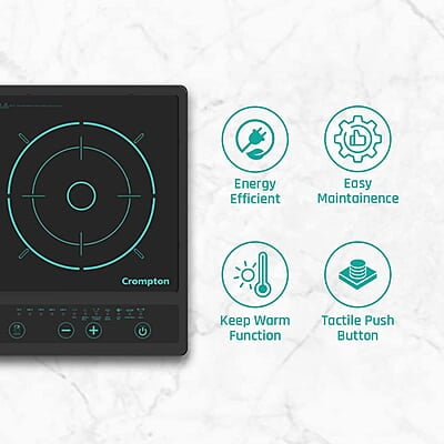 Crompton Instaserve 1500 W Induction Cooktop New with Tactile Push Buttons Crompton Instaserve 1500 W Induction Cooktop New with Tactile Push Buttons