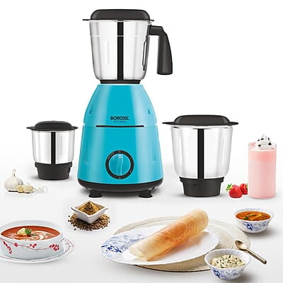 Borosil Best Mixer Grinder, 500 Watts, 3 Jars (1.5L Blending Jar, 1L Dry/Wet Grinding Jar, 400 ml Chutney Jar), Kitchen Mixie, 2 Years Warranty on Motor Borosil Best Mixer Grinder, 500 Watts, 3 Jars (1.5L Blending Jar, 1L Dry/Wet Grinding Jar, 400 ml Chutney Jar), Kitchen Mixie, 2 Years Warranty on Motor