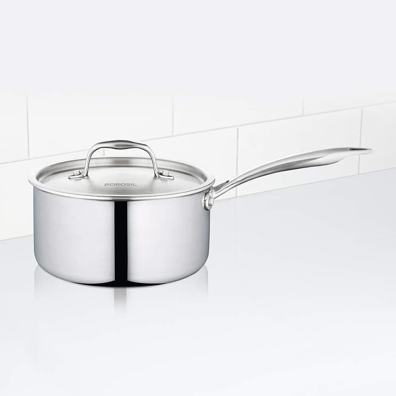 Borosil 5-Ply Stainless Steel Sauce Pan, 1.7L, Silver Borosil 5-Ply Stainless Steel Sauce Pan, 1.7L, Silver