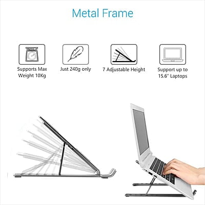 Portronics My Buddy K Portable Laptop Stand with Adjustable Height, Foldable, OverHeating Protection for Laptops & MacBooks