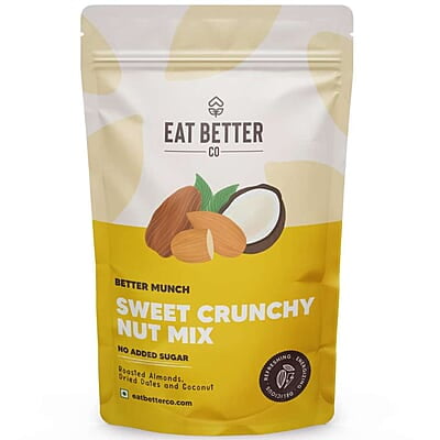 EAT BETTER CO - Better Munch - Sweet Crunchy Nut Mix - Roasted Almonds, Dried Dates and Coconuts. Energizing Healthy Snack - 200gm Super Saver Pack