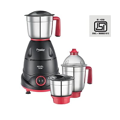 Prestige Regal 750W Mixer Grinder with 3 stainless-steel Jars Prestige Regal 750W Mixer Grinder with 3 stainless-steel Jars