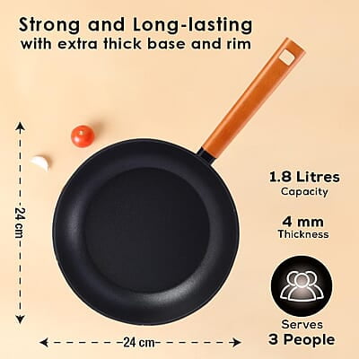 Wonderchef Caesar Forged Virgin Aluminium Fry Pan, 24cm, Black, Healthy Greblon C3 Wonderchef Caesar Forged Virgin Aluminium Fry Pan, 24cm, Black, Healthy Greblon C3