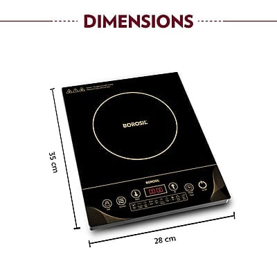 Borosil Smartkook-TC14 Electric Induction Cooktop, Glass Surface, Energy Saving, Flame-free Cooking, Black, 2000W Borosil Smartkook-TC14 Electric Induction Cooktop, Glass Surface, Energy Saving, Flame-free Cooking, Black, 2000W