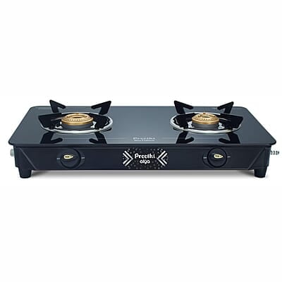 Preethi Alya Glass Top 2 Burner Gas Stove, Manual Ignition Preethi Alya Glass Top 2 Burner Gas Stove, Manual Ignition