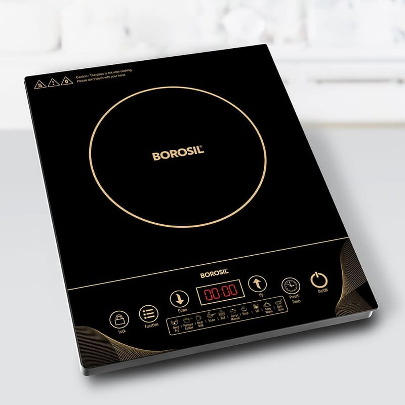 Borosil Smartkook-TC14 Electric Induction Cooktop, Glass Surface, Energy Saving, Flame-free Cooking, Black, 2000W Borosil Smartkook-TC14 Electric Induction Cooktop, Glass Surface, Energy Saving, Flame-free Cooking, Black, 2000W