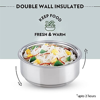 Borosil Carry Fresh Prime Stainless Steel Luncboxes with Carry Bag, Set of 3 (280 ml x 2, 180 ml x 1)