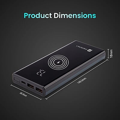 Portronics Power 10 10000 mAh 22.5 W PD Fast Charging 15W Li-Polymer Premium Edition Wireless Power Bank Portronics Power 10 10000 mAh 22.5 W PD Fast Charging 15W Li-Polymer Premium Edition Wireless Power Bank