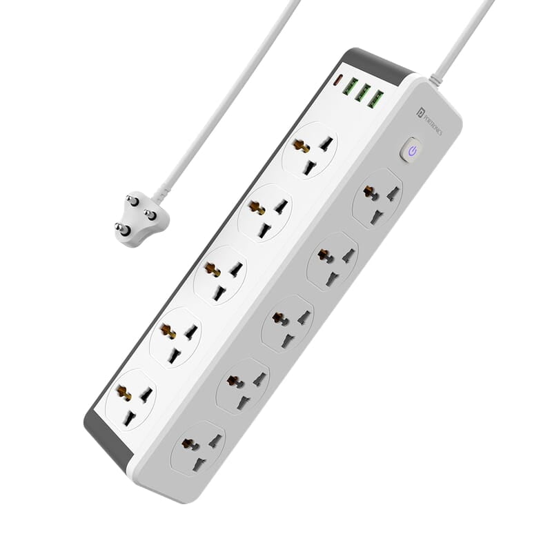 Portronics Power Plate 14 Extension Board with 10 Universal Sockets, 25W Type-C PD, 3 USB Charging Ports, 3 Meter Long Cord, 2500 Watts Portronics Power Plate 14 Extension Board with 10 Universal Sockets, 25W Type-C PD, 3 USB Charging Ports, 3 Meter Long Cord, 2500 Watts