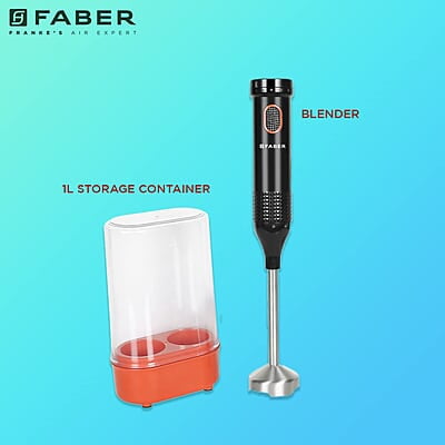 Faber Hand Blender SS Blade & Shaft, 550W Low-Noise DC Motor, ABS Plastic Body Faber Hand Blender SS Blade & Shaft, 550W Low-Noise DC Motor, ABS Plastic Body