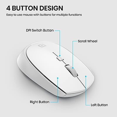 Portronics Toad 23 Wireless Optical Mouse with 2.4GHz, USB Nano Dongle, Optical Orientation, Click Wheel, Adjustable DPI Portronics Toad 23 Wireless Optical Mouse with 2.4GHz, USB Nano Dongle, Optical Orientation, Click Wheel, Adjustable DPI