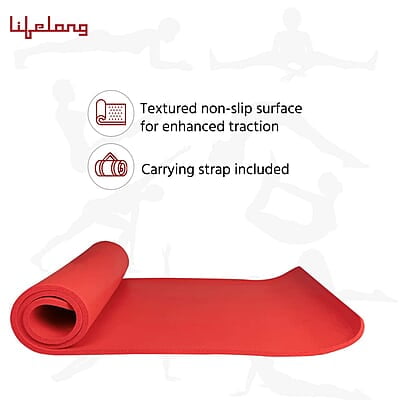 Lifelong Foam 13mm Extra Thick Yoga and Exercise Mat with Carrying Strap, Medium