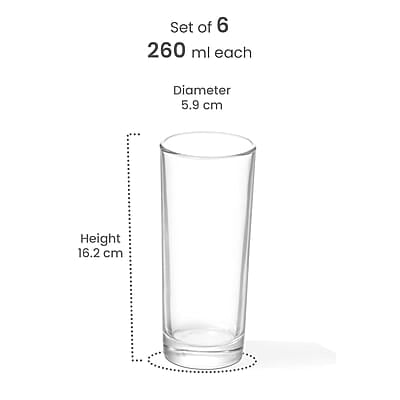 Treo by Milton Embassy Cool Glass Tumbler, Set of 6, 260 ml Each, Transparent |Serve Juices | Cold Drinks | Water | Cocktails | Mixed Drinks Treo by Milton Embassy Cool Glass Tumbler, Set of 6, 260 ml Each, Transparent |Serve Juices | Cold Drinks | Water | Cocktails | Mixed Drinks