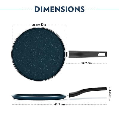 Borosil ProChef Non-Stick Aluminum Flat Tawa 25 cm | Gas Stove Compatible, Thick Uniform Body for Even Heating, Dishwasher Safe | 5 Layer Nonstick Coating, PFOA Free | 1 Year Warranty | Blue Borosil ProChef Non-Stick Aluminum Flat Tawa 25 cm | Gas Stove Compatible, Thick Uniform Body for Even Heating, Dishwasher Safe | 5 Layer Nonstick Coating, PFOA Free | 1 Year Warranty | Blue