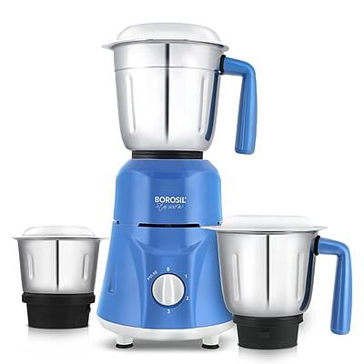 Borosil Star Mixer Grinder, For Wet/Dry Mixing & Grinding, 500 Watts, 3 Jars (400 ml Chutney Jar, 1.2 L Multipurpose Jar, 0.8 L Dry/Wet Grinding Jar), Mixie For Kitchen, Blue Borosil Star Mixer Grinder, For Wet/Dry Mixing & Grinding, 500 Watts, 3 Jars (400 ml Chutney Jar, 1.2 L Multipurpose Jar, 0.8 L Dry/Wet Grinding Jar), Mixie For Kitchen, Blue