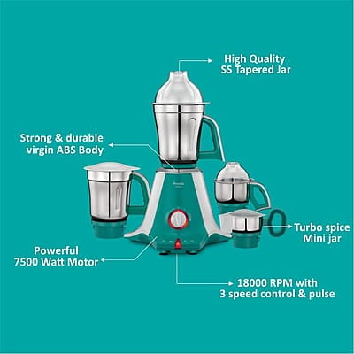 Preethi Aries MG 216 mixer grinder 750 watt, Green, 4 Jars, Vega W5 motor with 5yr Warranty Preethi Aries MG 216 mixer grinder 750 watt, Green, 4 Jars, Vega W5 motor with 5yr Warranty