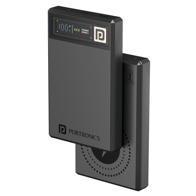 Portronics Luxcell MagClick 10k 10000 mAh 15W Magnetic Wireless Fast Charging Power Bank Premium Finish, 22.5 Wired Output