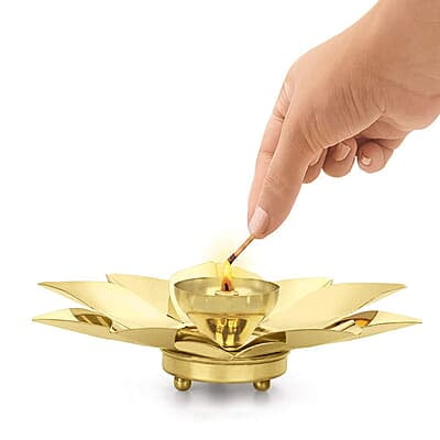 Borosil Kamal Brass Diya, Small Borosil Kamal Brass Diya, Small