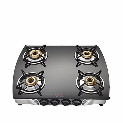 Preethi Blu Flame Jumbo Glass top 4 Burner Gas Stove, Manual Ignition,