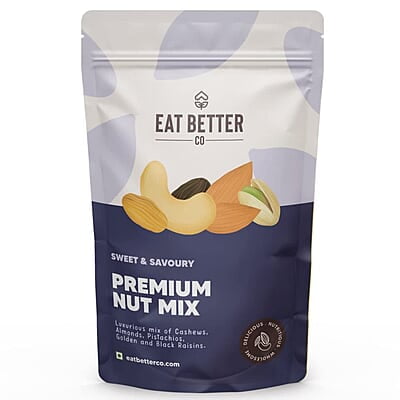 EAT BETTER CO - Premium Nut Mix - Roasted - Pistachios Cashews, Almonds, Golden & Black Raisins | Mixed Nuts & Dry Fruits | 200 gm value pack (Premium Nut Mix - 200 grams Value Pack)