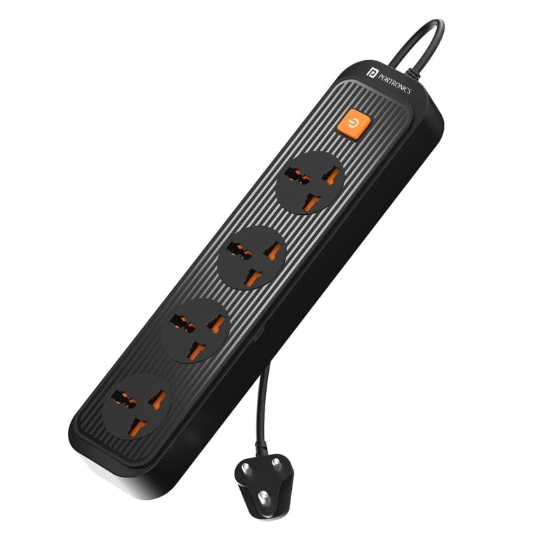 Portronics Power Plate 12 Extension Board with 4 Universal Sockets, 2 Meter Long Cord, 1500 Watt, Fireproof Material Portronics Power Plate 12 Extension Board with 4 Universal Sockets, 2 Meter Long Cord, 1500 Watt, Fireproof Material
