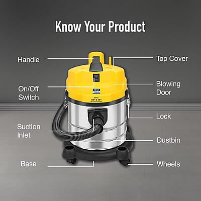 KENT Wet and Dry Vacuum Cleaner KSL 612 1200 W Blower Function Flexible hose Extension tube Crevice tool Floor brush Wet brush Filter bag