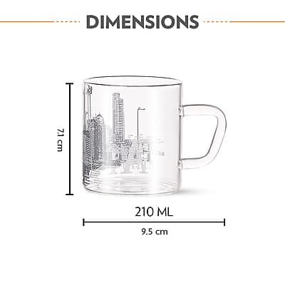 Borosil Vision Roma Tea n Coffee Classic Mug Set of 6 Pcs 210 ml | Borosillicate Glass, Microwave Safe, Scratch Resistance, Lightweight | for Chai, Green Tea, Milk