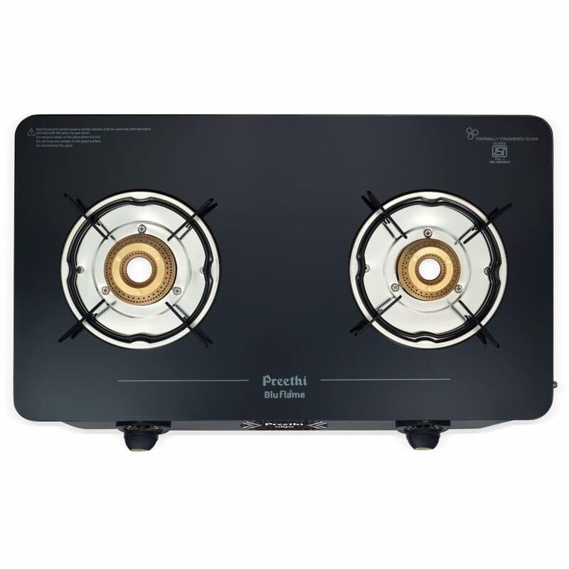 Preethi Alya Glass Top 2 Burner Gas Stove, Manual Ignition Preethi Alya Glass Top 2 Burner Gas Stove, Manual Ignition