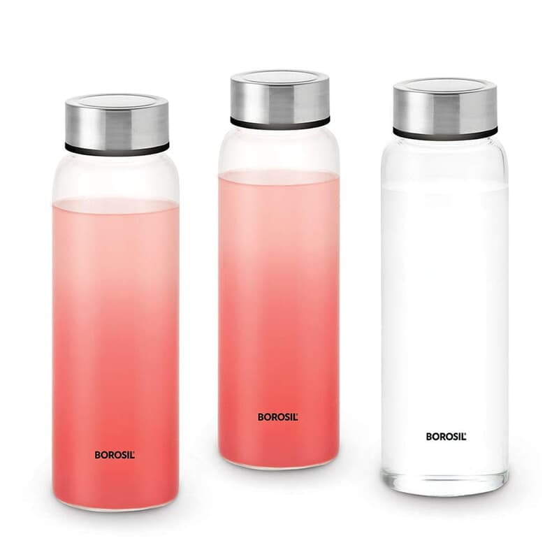 Borosil Crysto Glass Water Bottle, Fridge Bottle Set of 3, Borosilicate Glass, Extreme Temperature Resistant, For Hot & Cold Water, Milk, Lassi, Juice, Steel Lid, 750 ml, Stylish & Transparent Borosil Crysto Glass Water Bottle, Fridge Bottle Set of 3, Borosilicate Glass, Extreme Temperature Resistant, For Hot & Cold Water, Milk, Lassi, Juice, Steel Lid, 750 ml, Stylish & Transparent