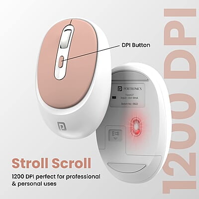 Portronics Toad 27 Wireless Mouse, Silent Buttons, 2.4 GHz with USB Nano Dongle for PC/Mac/Laptop, Auto Power saving Mode, Adjustable DPI Button Portronics Toad 27 Wireless Mouse, Silent Buttons, 2.4 GHz with USB Nano Dongle for PC/Mac/Laptop, Auto Power saving Mode, Adjustable DPI Button