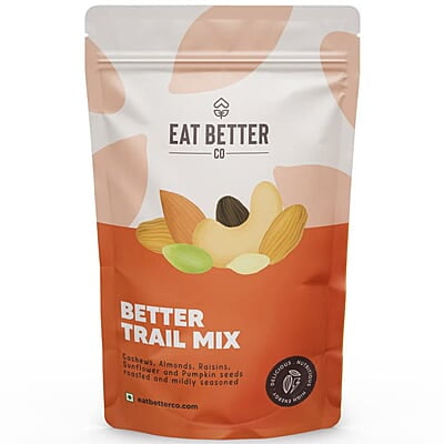 EAT BETTER CO - Premium Nut Mix - Roasted - Pistachios Cashews, Almonds, Golden & Black Raisins | Mixed Nuts & Dry Fruits | 200 gm value pack (Nuts & Seeds - Trail Mix 200 grams)