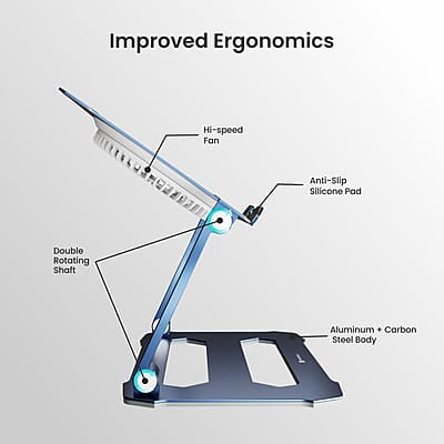 Portronics My Buddy K10 Portable Laptop Stand with Multiple Height Adjustable Angles, Fan-Based Ventilated Bottom Portronics My Buddy K10 Portable Laptop Stand with Multiple Height Adjustable Angles, Fan-Based Ventilated Bottom